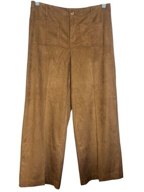 autres filles Wide Leg Ankle Length Trousers Tan Lightweight Suede Women’s Small